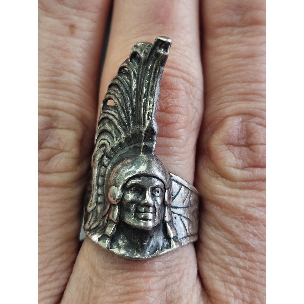 Vintage Heavy Sterling Silver Gladiator Warrior Spartan 3D Ring Sz 7.5 Rare 14g